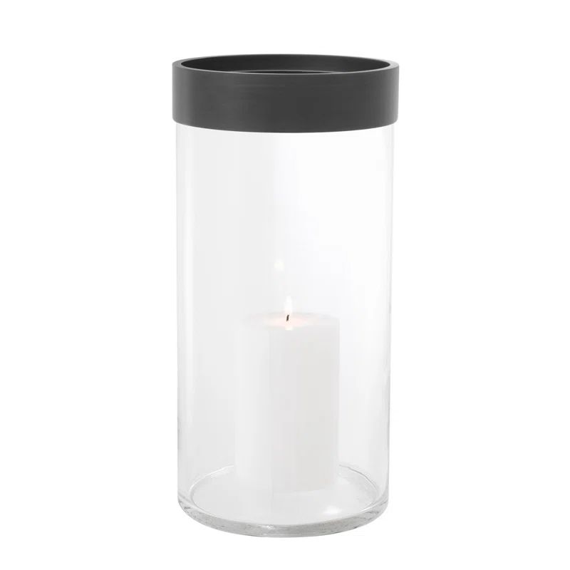 Vertex Bronze Finish Modern Glass Hurricane Candle Holder