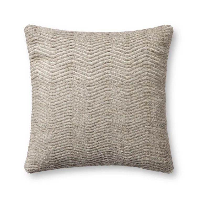 Natural Beige Chevron Wool Polyester 22'' Throw Pillow