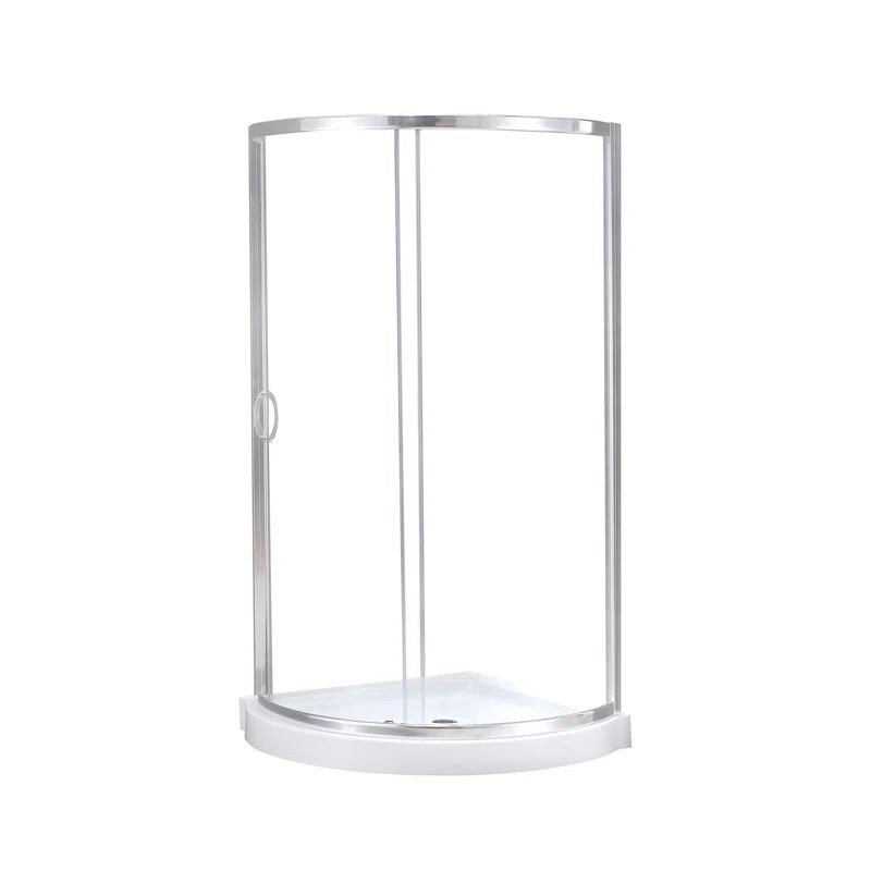 Breeze Polished Chrome 35" Round Shower Kit with Clear Glass Panels
