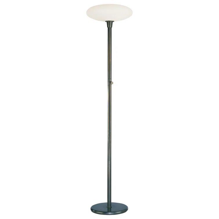 Elegant Ovo 66'' Torchiere in Deep Patina Bronze with Frosted Glass Shade