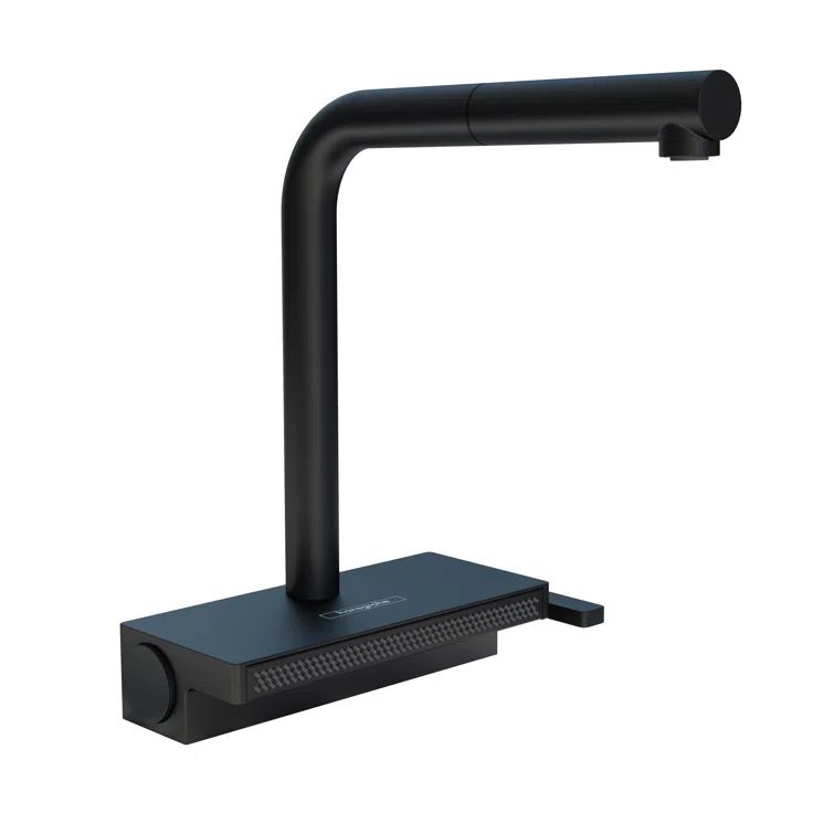 Transitional Nickel Pull-Out Kitchen Faucet with Laminar and SatinFlow Spray