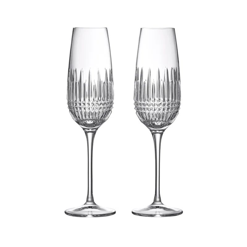 Radiant Diamond Essence 10.6" Crystal Champagne Flutes, Set of 2