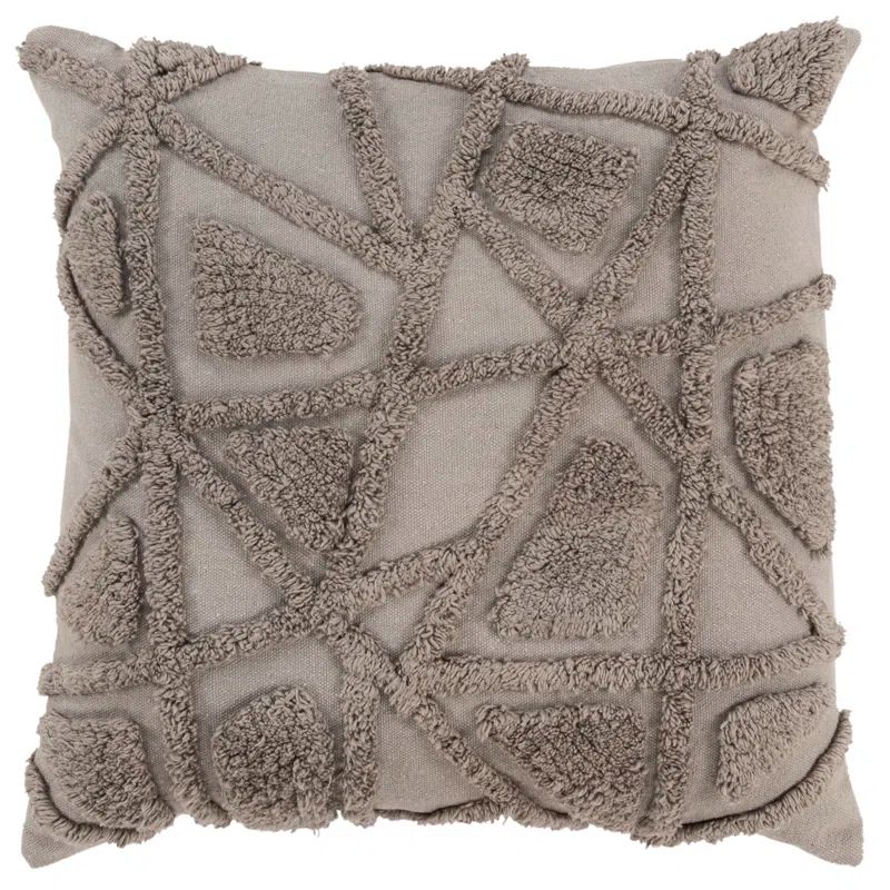 Slate Gray Tufted Cotton Blend Square Decorative Pillow