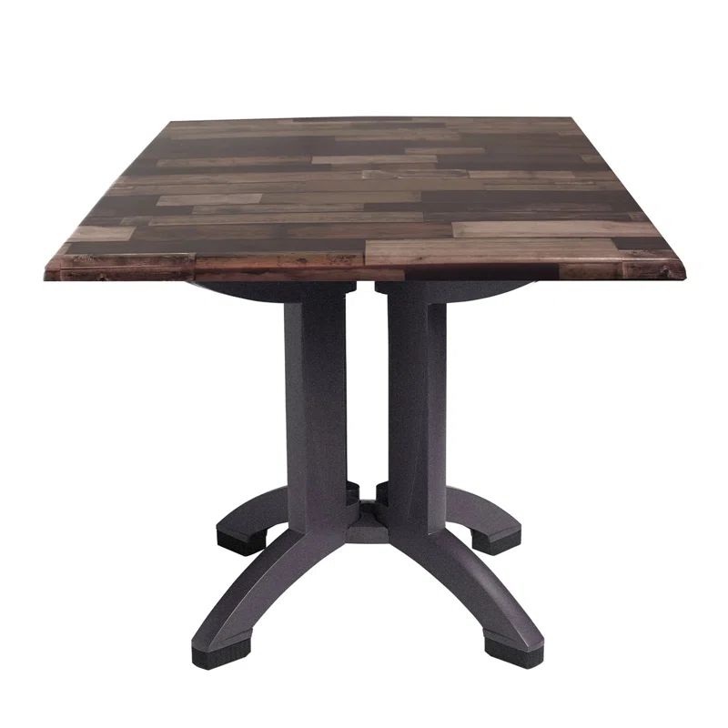 Atlanta 32'' Square Charcoal Resin Outdoor Table with Shiplap Top