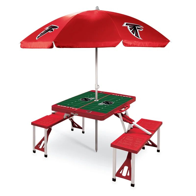 Red and Green Aluminum Alloy Outdoor Dining Set with Umbrella