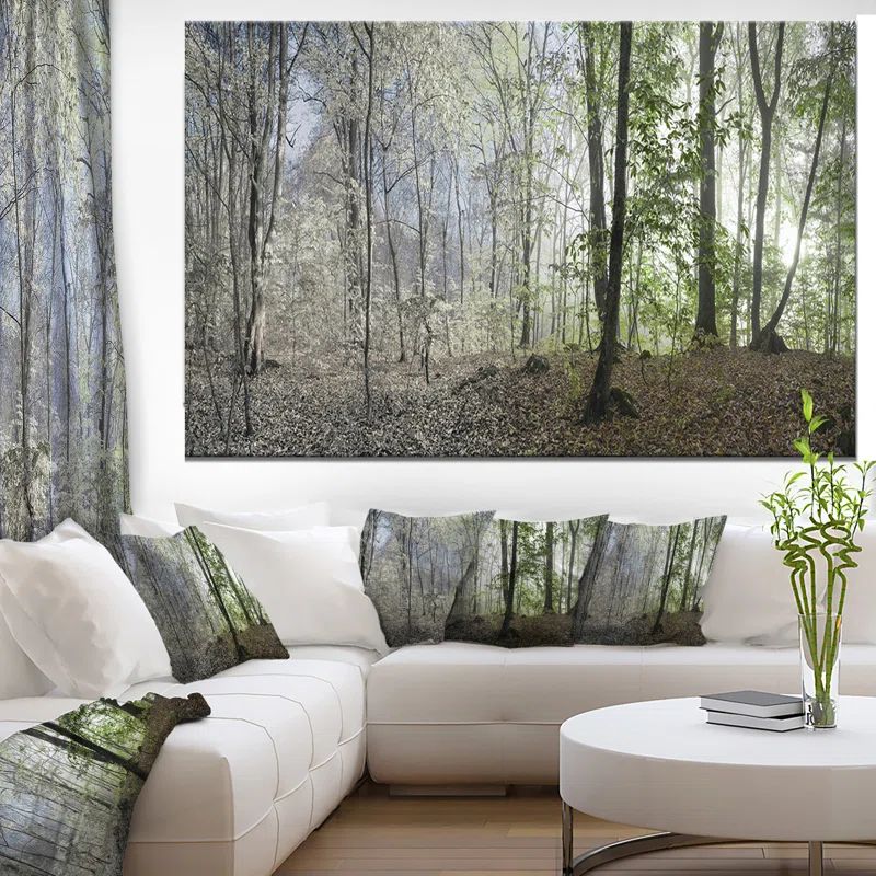 Green Morning Forest Landscape Canvas Art Print, 60" x 40"