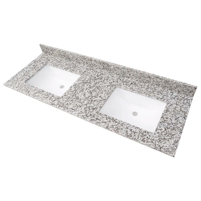 61 in. Gray Granite Bathroom Vanity Top with White Undermount Sink