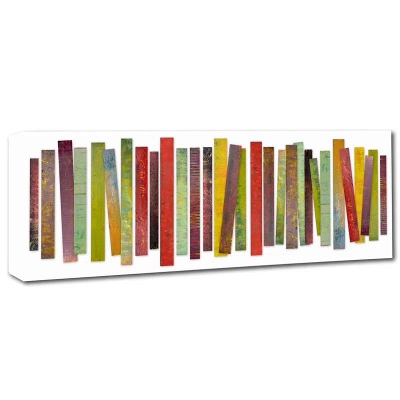 Colorful Abstract Stripes Canvas Art in Large Frame