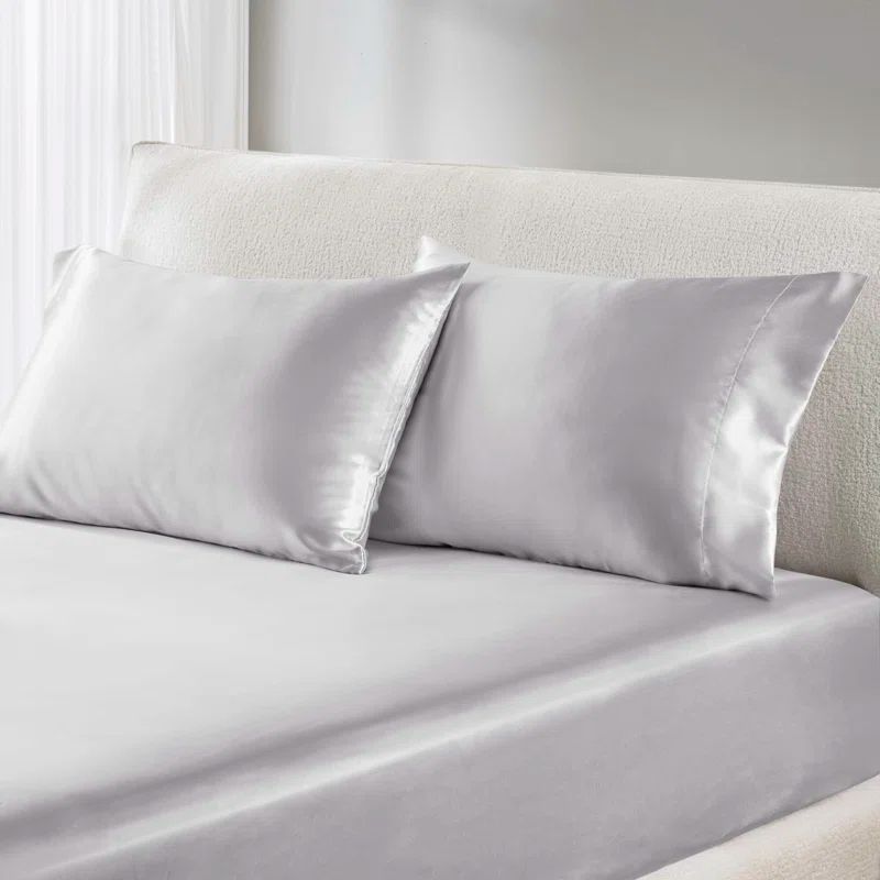 Light Gray Satin Standard Pillowcase Set