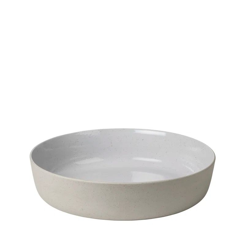 Sablo Beige and Gray Ceramic Round Salad Bowl