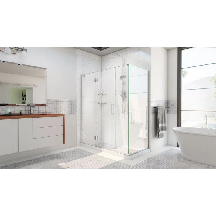 Unidoor-X 48" Frameless Clear Glass Hinged Shower Enclosure