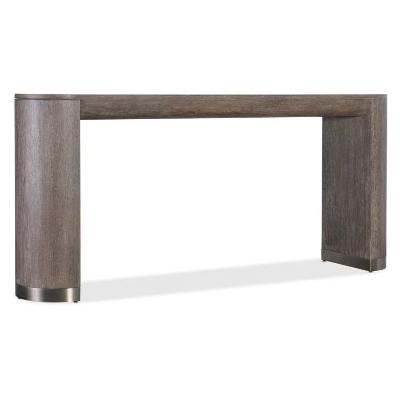 Modern Dark Mink Wood and Metal Console Table