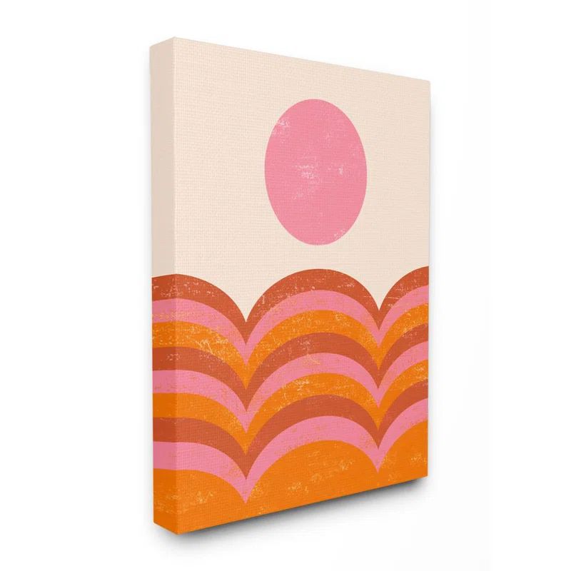 Pink and Orange Abstract Sunset Canvas Wall Art