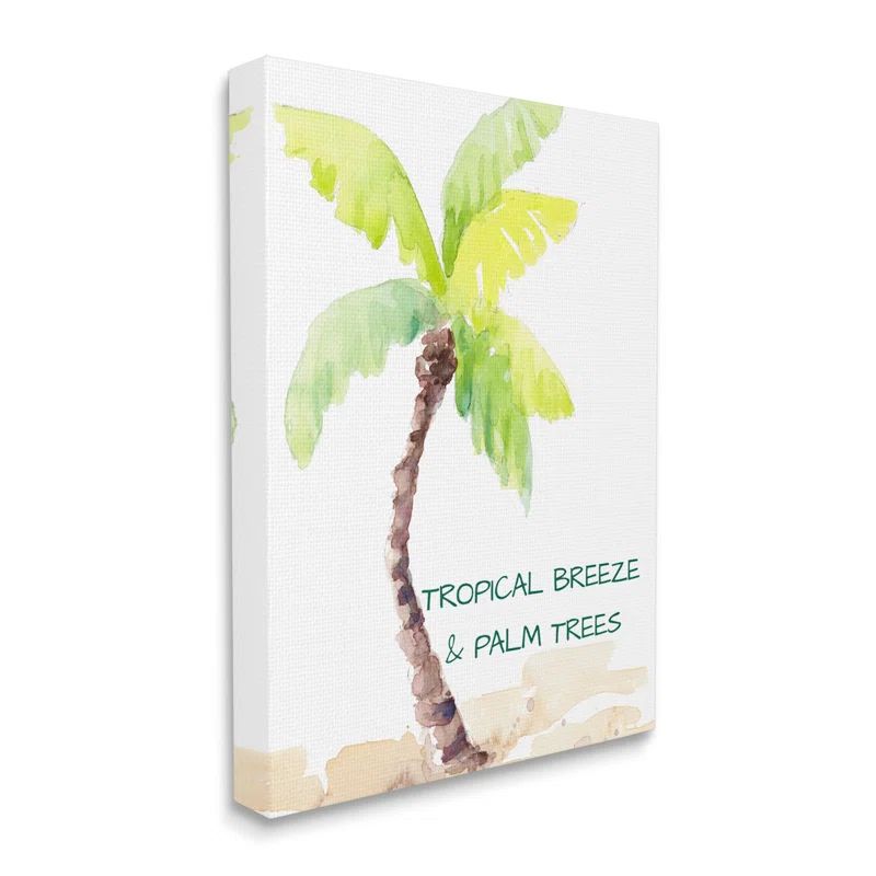 Tropical Breeze & Palm Trees Green Canvas Wall Art, 16 x 20