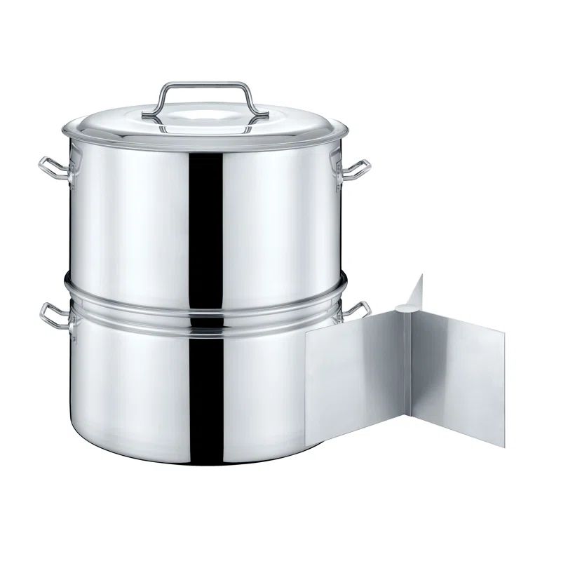 Extra Large 100QT Stainless Steel Stock Pot Steamer and Braiser Combo