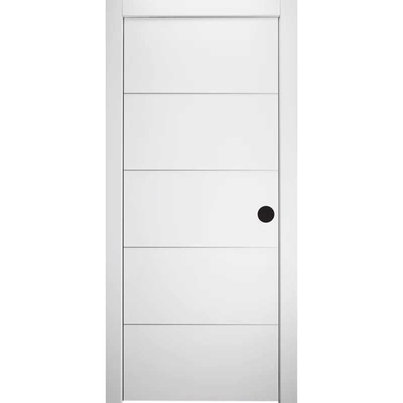 Snow White Pine Composite Left-Handed Interior Door with Satin Nickel Hinges