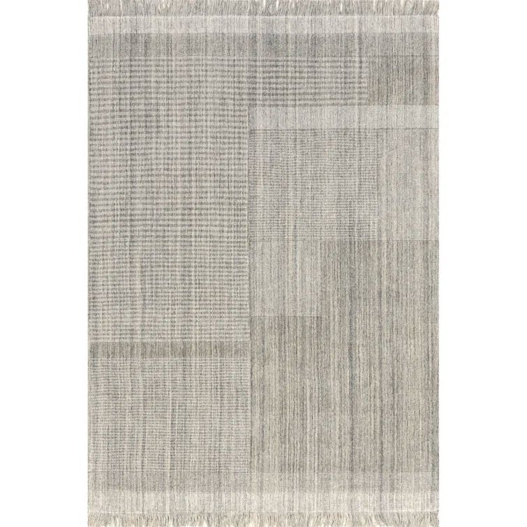 Light Grey Handmade Wool Tufted Rectangular Area Rug 8' x 10'
