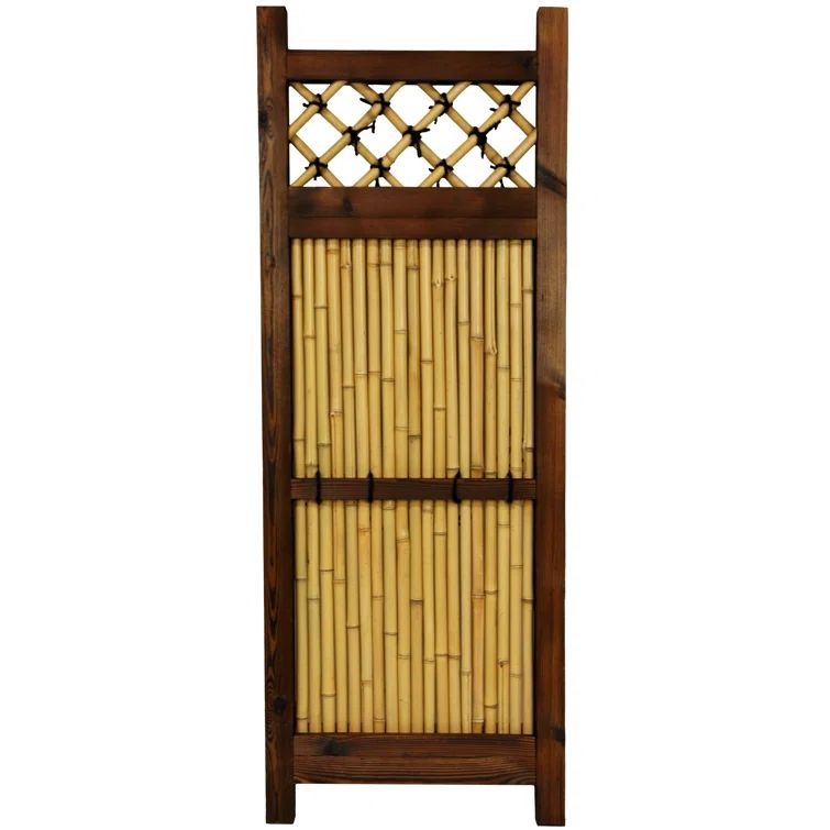 4 ft. Tall Dark Walnut Wood and Bamboo Lattice Fence Panel