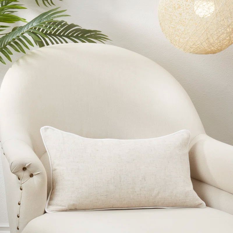 Toscana Beige and White Linen Blend Throw Pillow Cover