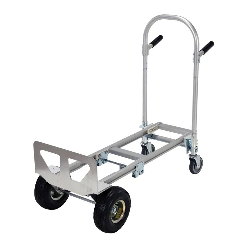 Aluminum 2-in-1 Convertible Hand Truck with Pneumatic Wheels