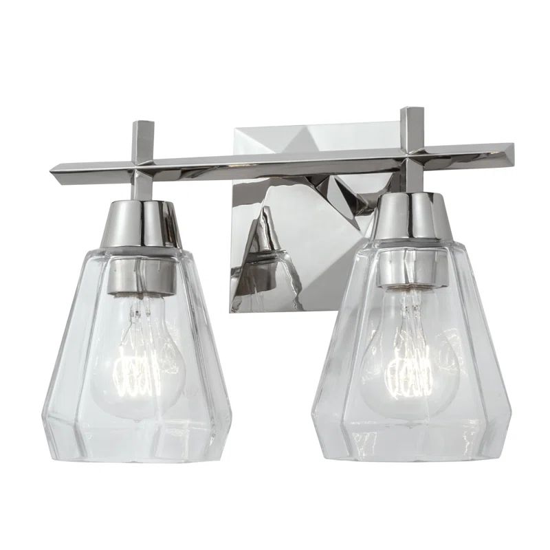 Arctic Faceted Glass 2-Light Vanity Sconce in Polished Nickel