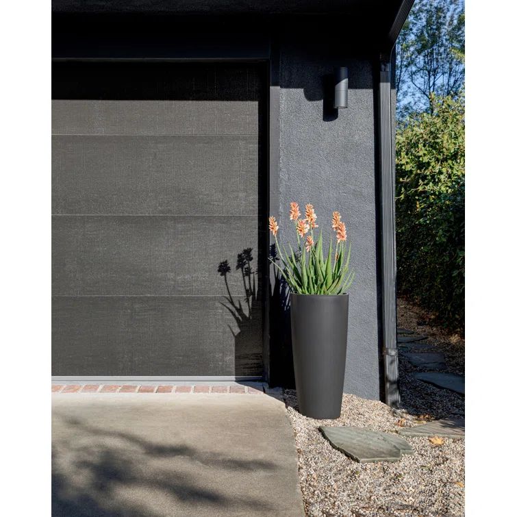 Selena 28" Black Plastic-Stone Outdoor Planter