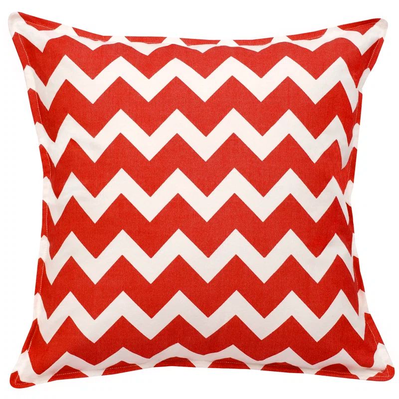 Red Chevron Cotton Canvas Square Throw Pillow 20" x 20"