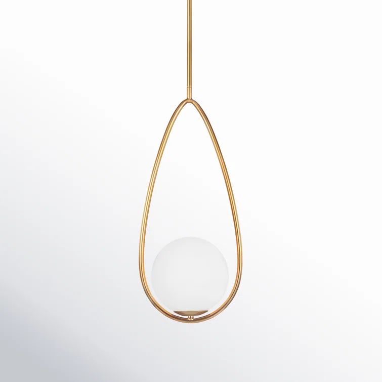 Burnished Brass 9.5" Teardrop Pendant Light with Glass Globe