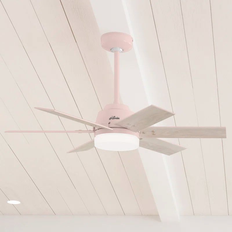 44" Blush Pink Ceiling Fan with Light and Remote Control
