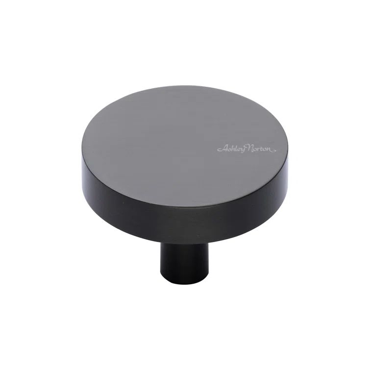 Modern Round Satin Brass Cabinet Knob with Mounting Hardware