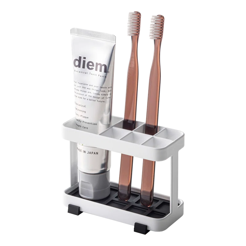 Compact White Powder Coated Steel Toothbrush Stand