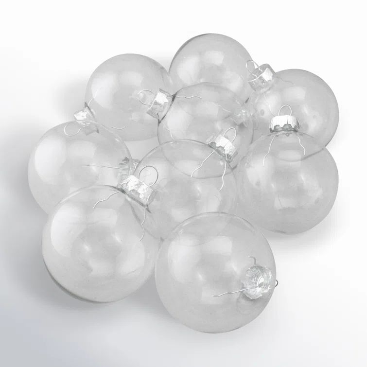 Clear Iridescent Glass Christmas Ball Ornament Set