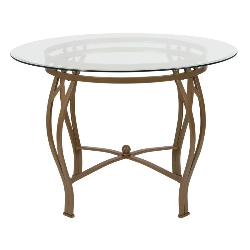 Elegant 42" Round Glass Dining Table with Ornamental Base