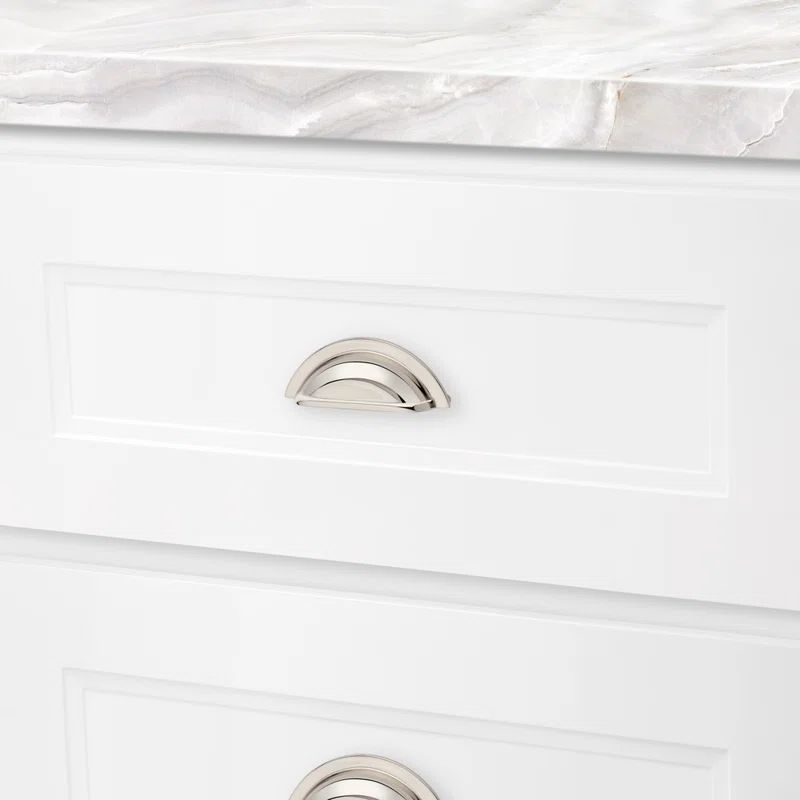 Polished Nickel Traditional Cup Pull with Mounting Hardware