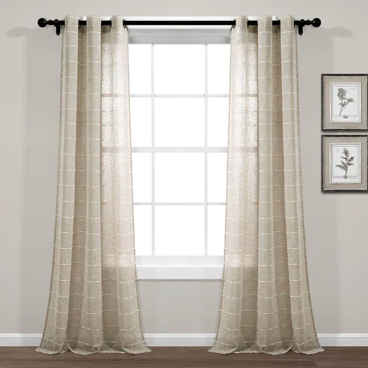 Neutral Sheer Polyester Grommet Window Panels, 38"W x 95"L