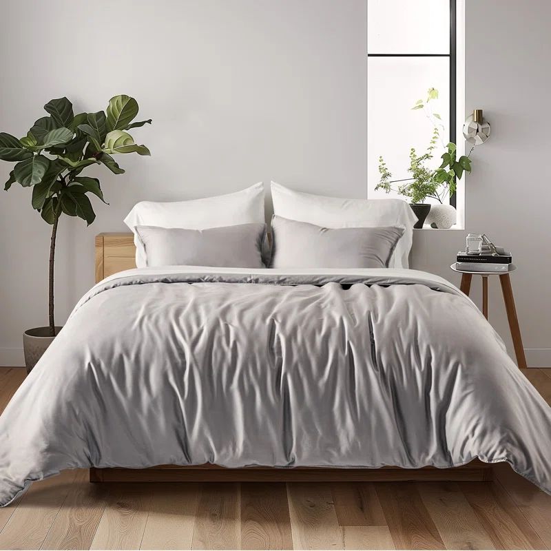 King/California King Light Grey TENCEL™ Lyocell Duvet Cover Set