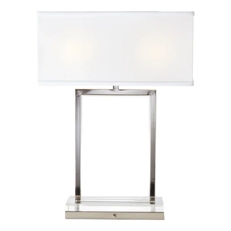 Elegant Nickel-Finish 26" Crystal Buffet Lamp with Rectangular Shade