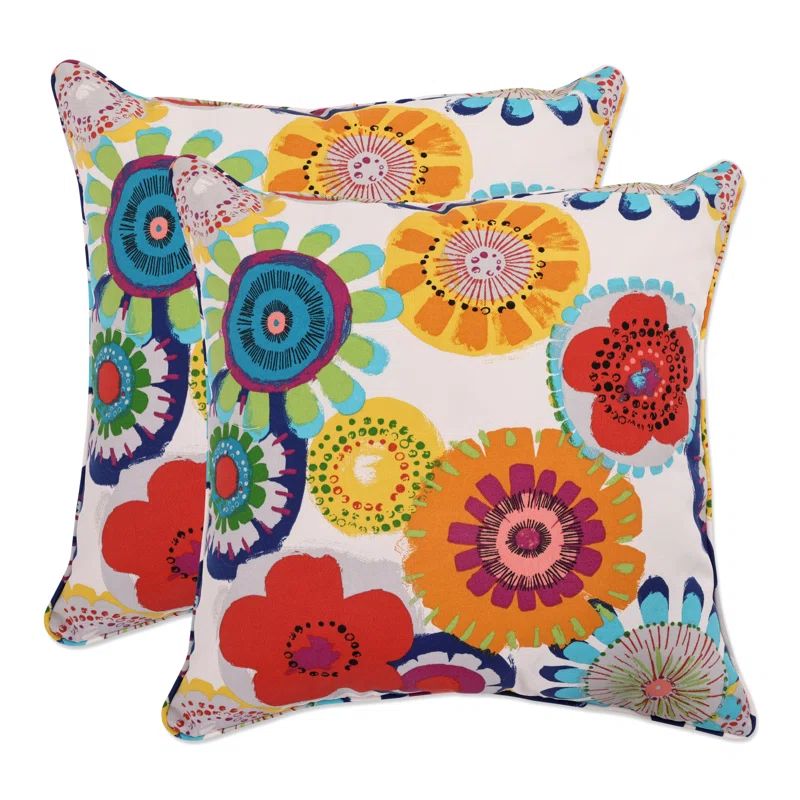 Multicolored Floral Kids' Square Throw Pillow Set