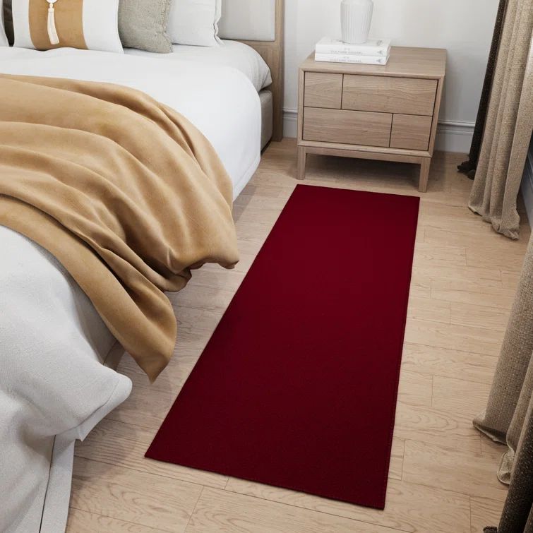 Red Synthetic Non-Slip Runner Rug for High Traffic Areas
