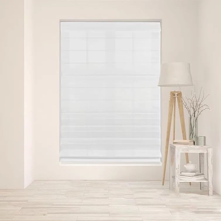 White Cordless Fabric Roman Shades Light Filtering 26.5"W x 60"H