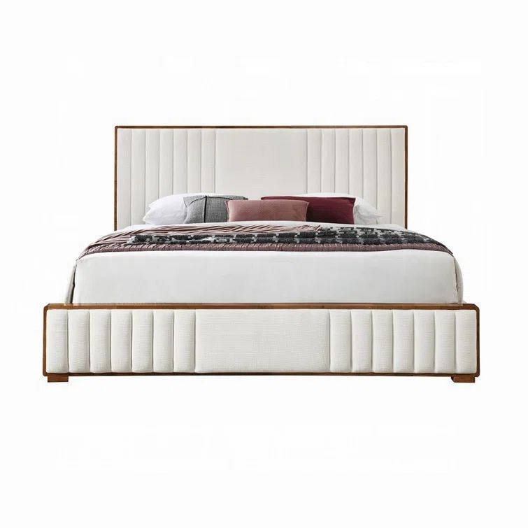 Lesa King Walnut Brown Wood Frame Upholstered Bed