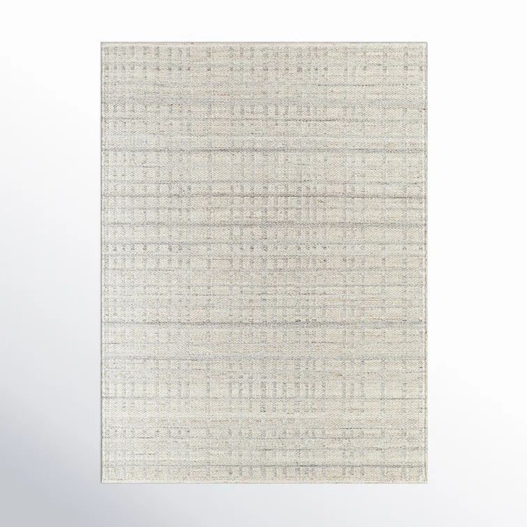 Ivory and Beige Handwoven Wool Striped 8' x 10' Area Rug
