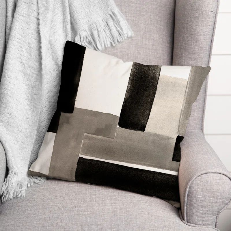 Beige Spun Poly Square Indoor/Outdoor Throw Pillow