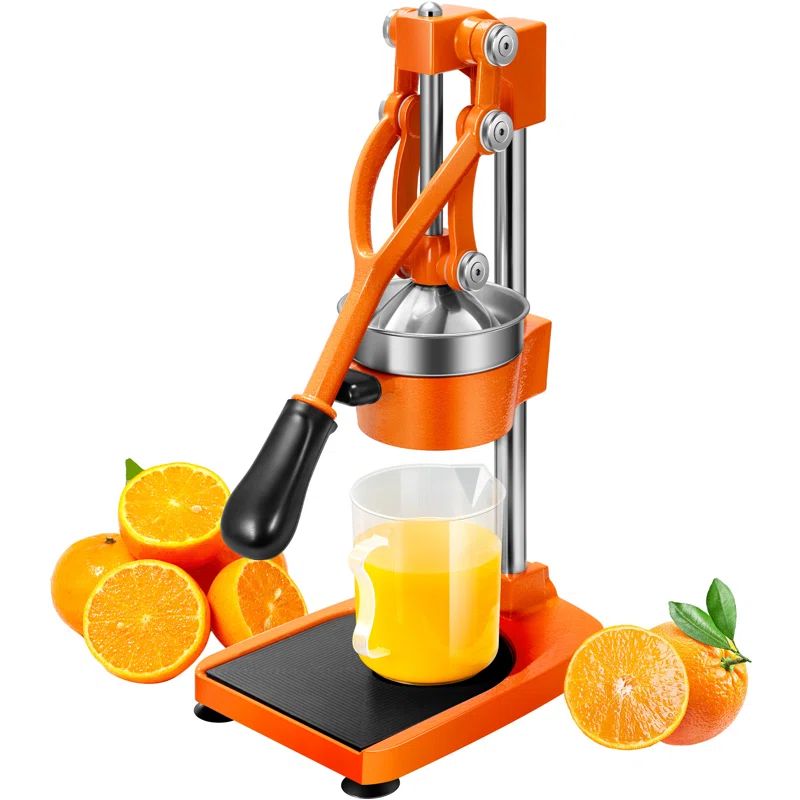 Orange Stainless Steel Manual Citrus Juicer with Ergonomic Handle