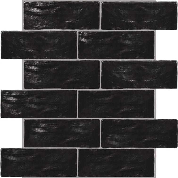Duchess Black Ceramic Subway Wall Tile 2.5" x 8"