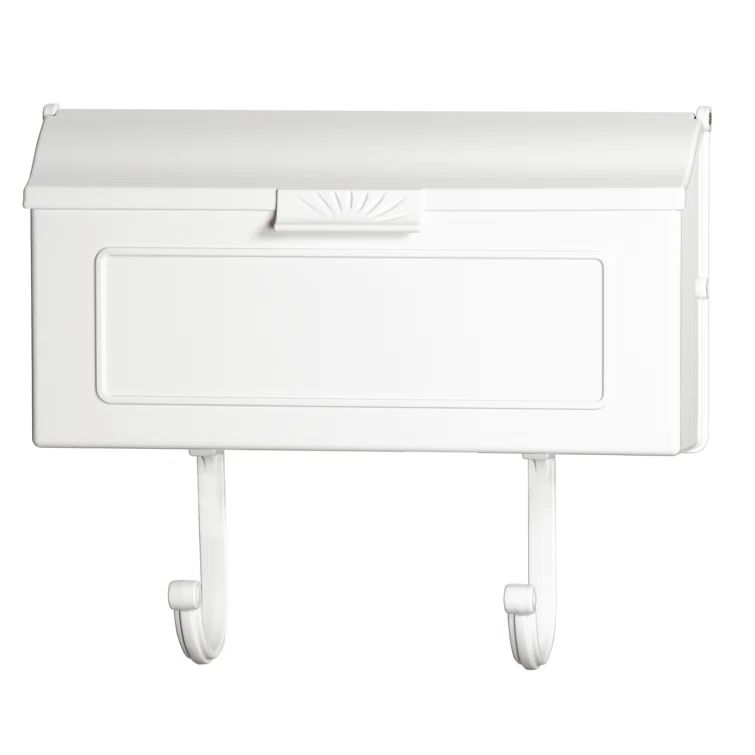 White Cast Aluminum Wall Mounted Mailbox with Newspaper Hooks
