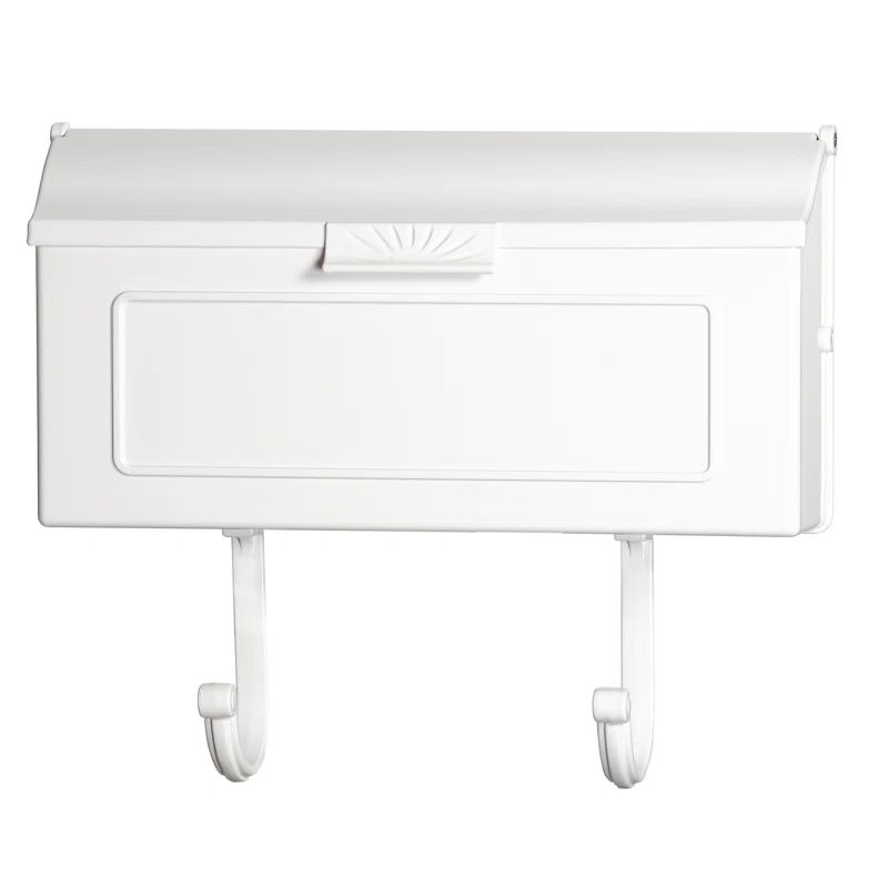 White Cast Aluminum Wall Mounted Mailbox with Newspaper Hooks