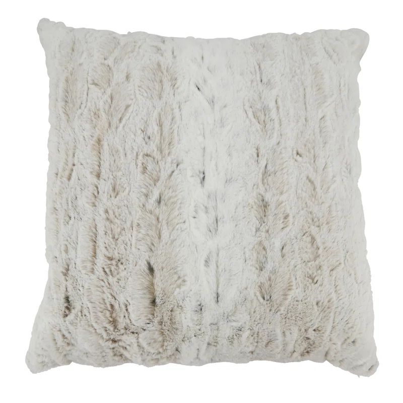 Oversized Off-White Faux Fur Square Throw Pillow