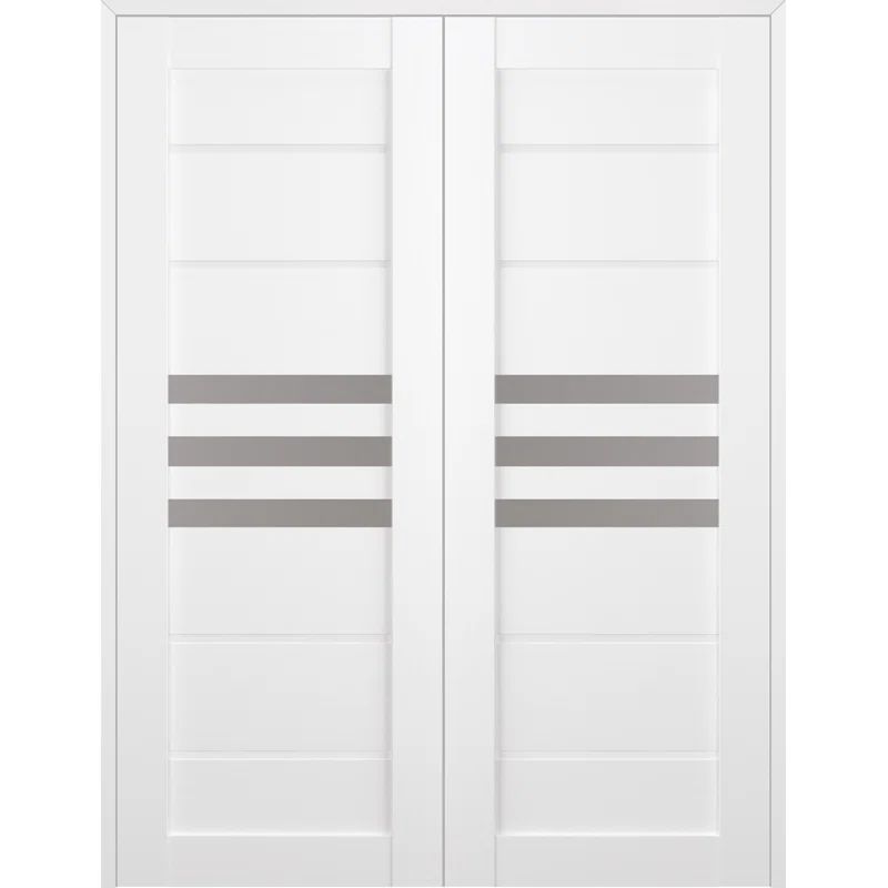 Bianco Noble Frosted Glass Paneled Prehung French Door