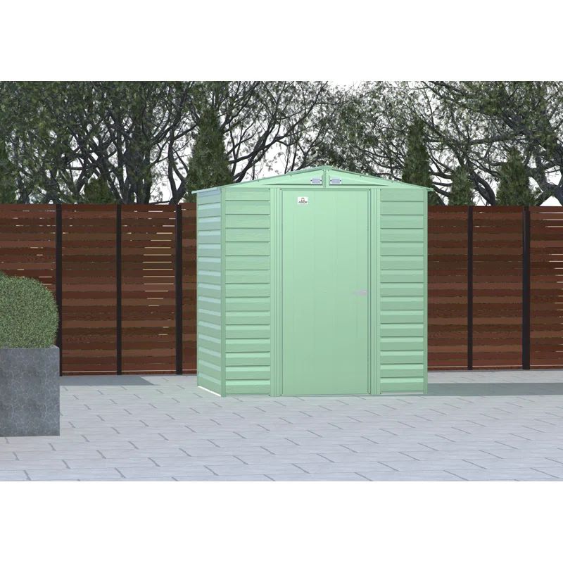 Sage Green Galvanized Steel Peak Roof Storage Shed